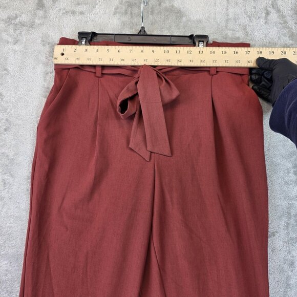Torrid Pants Womens 10 Red Paperbag Waist Belted Tapered Dress Trouser Workwear - Picture 3 of 12